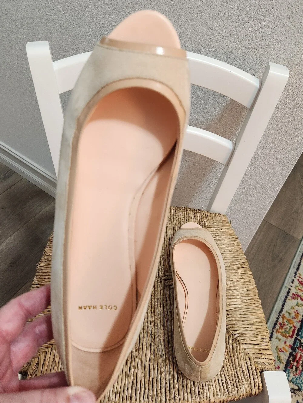 Cole Haan Suede Peep-Toe Flats Size 10 - Picture 2 of 7
